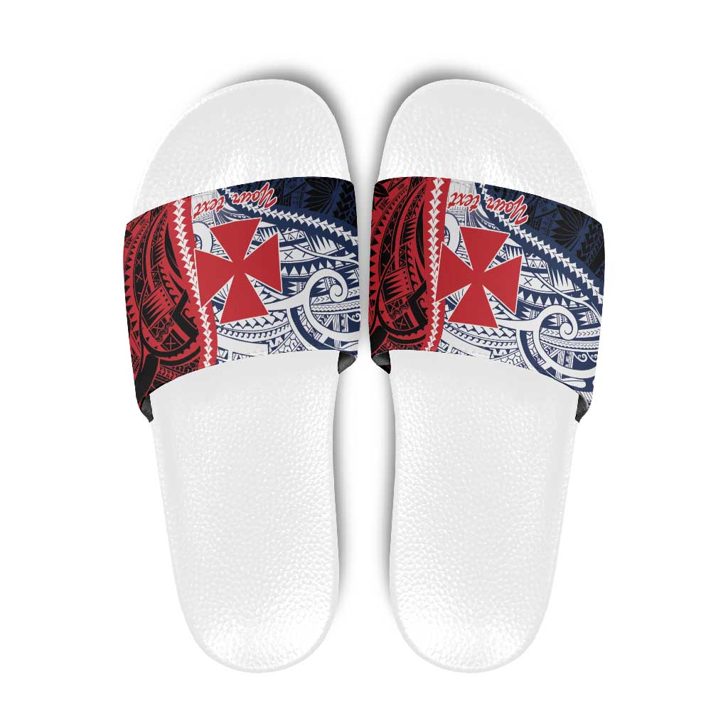 Kingdom of Uvea 1860-1886 Personalized Slide Sandals Wallis and Futuna Polynesian Tribal Pattern - Polynesian Pride