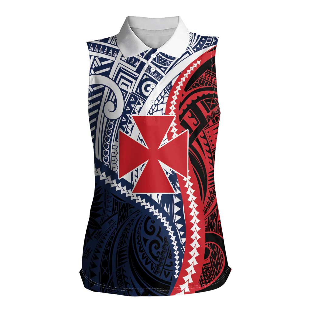 Kingdom of Uvea 1860-1886 Personalized Women Sleeveless Polo Shirt Wallis and Futuna Polynesian Tribal Pattern