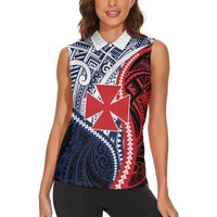 Kingdom of Uvea 1860-1886 Personalized Women Sleeveless Polo Shirt Wallis and Futuna Polynesian Tribal Pattern