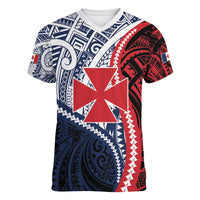 Kingdom of Uvea 1860-1886 Personalized Women V-Neck T-Shirt Wallis and Futuna Polynesian Tribal Pattern