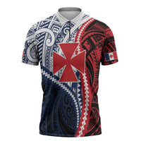 Kingdom of Uvea 1860-1886 Personalized Zipper Polo Shirt Wallis and Futuna Polynesian Tribal Pattern - Polynesian Pride