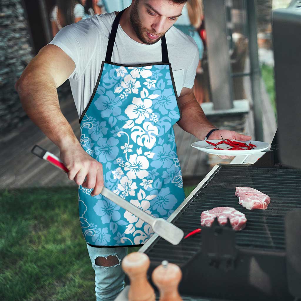Hawaiian Lei Day Apron Blue Hibiscus Flowers Lei Art - Polynesian Pride