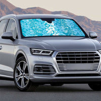 Hawaiian Lei Day Auto Sun Shade Blue Hibiscus Flowers Lei Art - Polynesian Pride