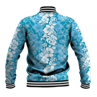Hawaiian Lei Day Baseball Jacket Blue Hibiscus Flowers Lei Art