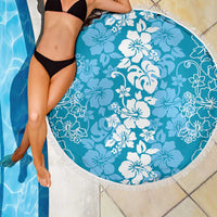 Hawaiian Lei Day Beach Blanket Blue Hibiscus Flowers Lei Art