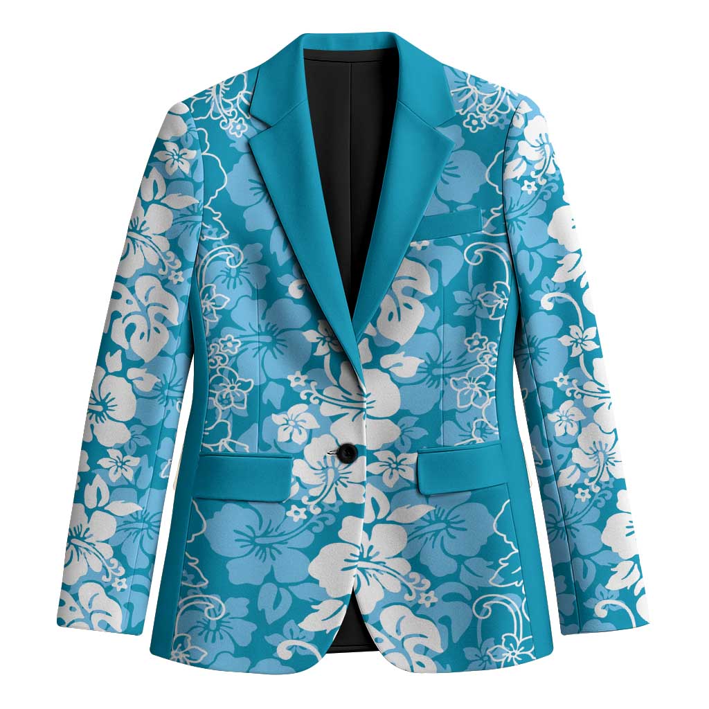 Hawaiian Lei Day Blazer Blue Hibiscus Flowers Lei Art - Polynesian Pride