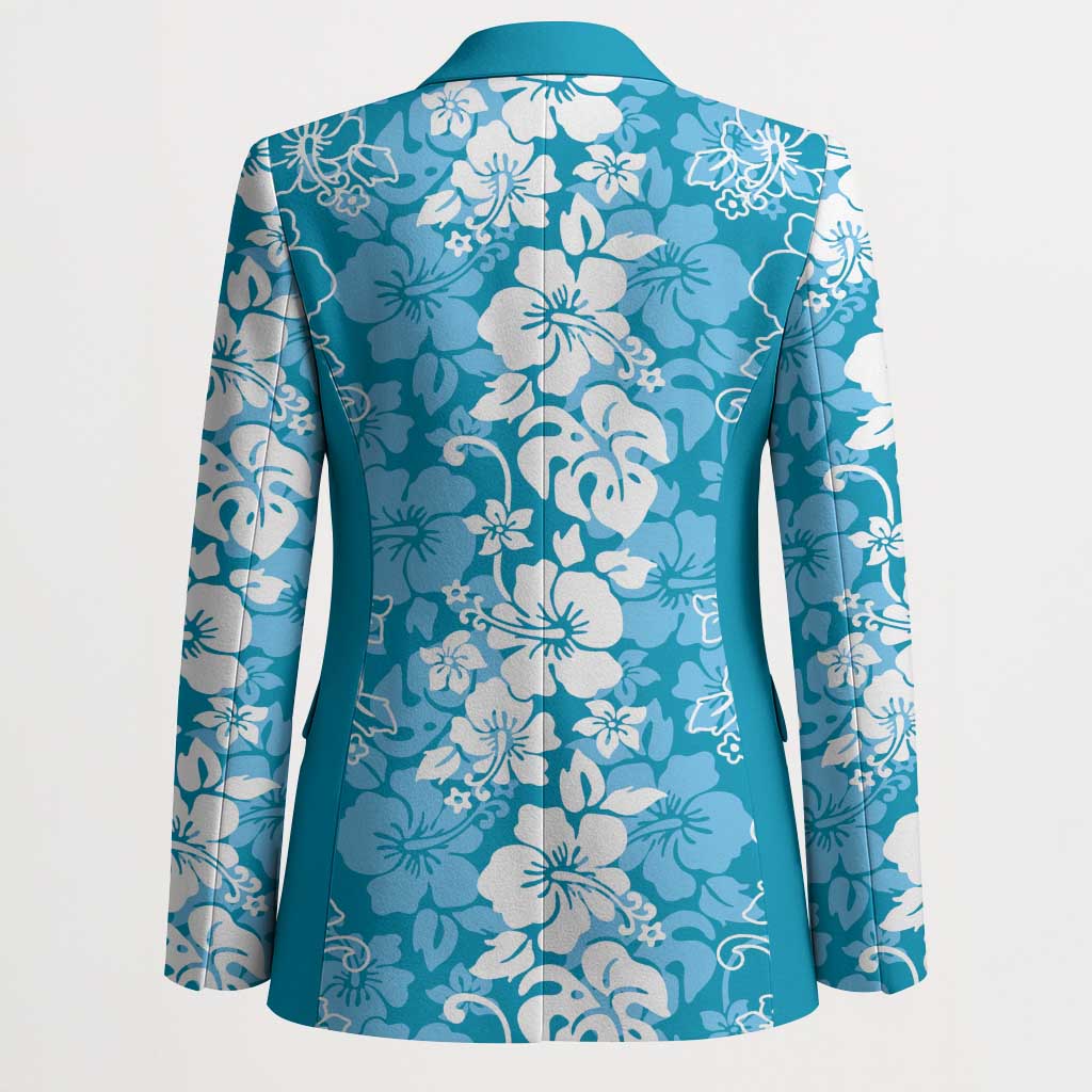 Hawaiian Lei Day Blazer Blue Hibiscus Flowers Lei Art - Polynesian Pride
