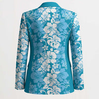 Hawaiian Lei Day Blazer Blue Hibiscus Flowers Lei Art - Polynesian Pride