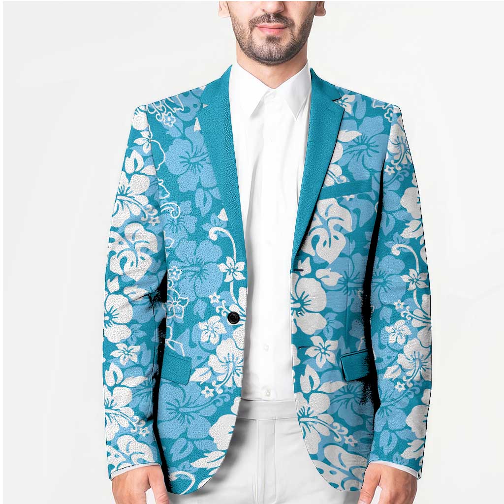 Hawaiian Lei Day Blazer Blue Hibiscus Flowers Lei Art - Polynesian Pride