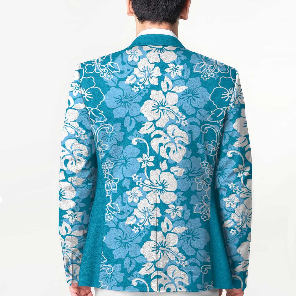 Hawaiian Lei Day Blazer Blue Hibiscus Flowers Lei Art - Polynesian Pride