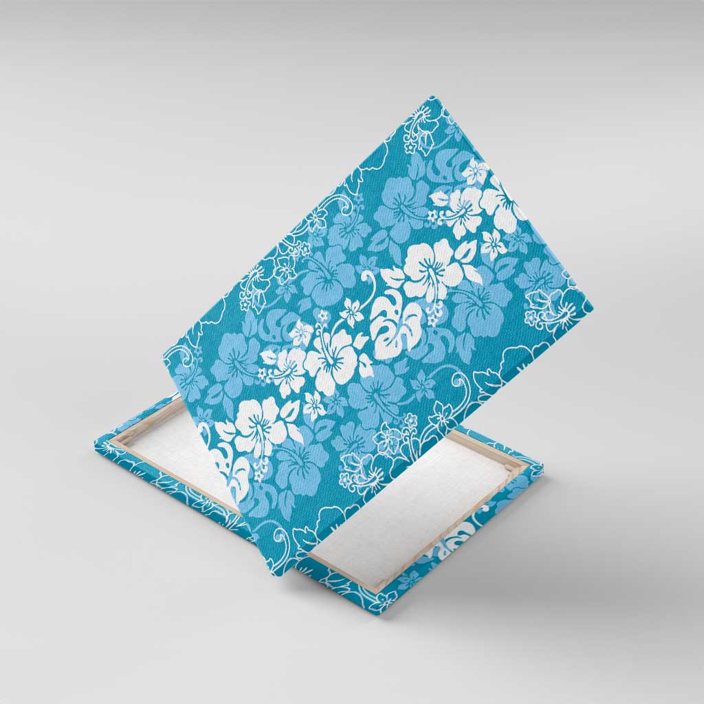 Hawaiian Lei Day Canvas Wall Art Blue Hibiscus Flowers Lei Art