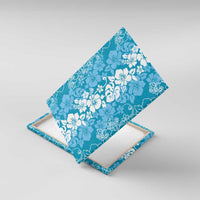 Hawaiian Lei Day Canvas Wall Art Blue Hibiscus Flowers Lei Art