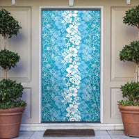 Hawaiian Lei Day Door Cover Blue Hibiscus Flowers Lei Art - Polynesian Pride