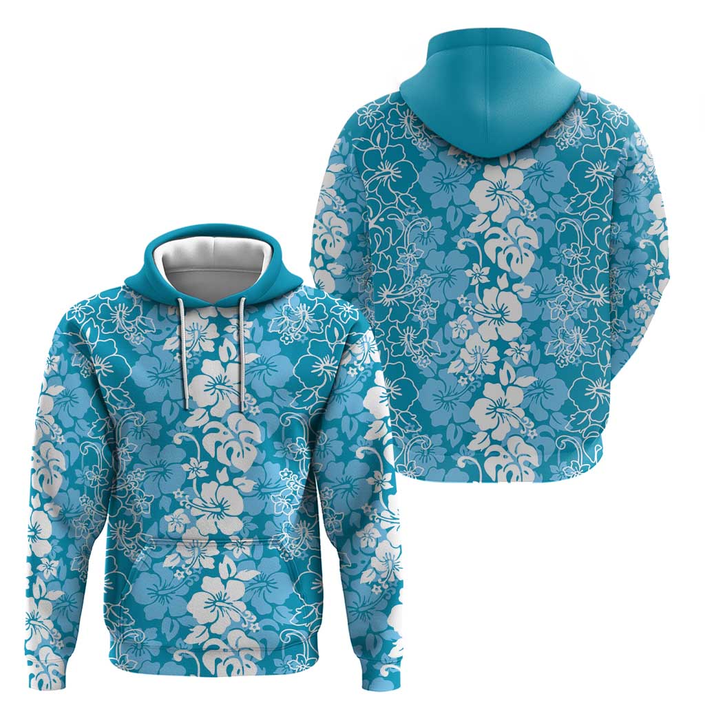 Hawaiian Lei Day Hoodie Blue Hibiscus Flowers Lei Art