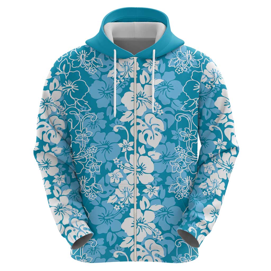 Hawaiian Lei Day Hoodie Blue Hibiscus Flowers Lei Art