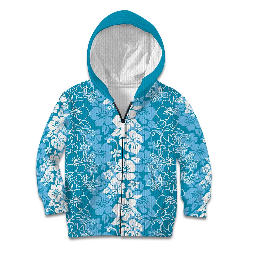 Hawaiian Lei Day Kid Hoodie Blue Hibiscus Flowers Lei Art