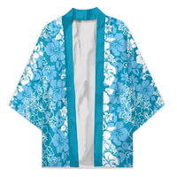 Hawaiian Lei Day Kimono Blue Hibiscus Flowers Lei Art - Polynesian Pride