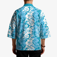Hawaiian Lei Day Kimono Blue Hibiscus Flowers Lei Art - Polynesian Pride