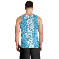 Hawaiian Lei Day Men Tank Top Blue Hibiscus Flowers Lei Art