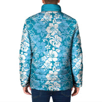 Hawaiian Lei Day Padded Jacket Blue Hibiscus Flowers Lei Art - Polynesian Pride