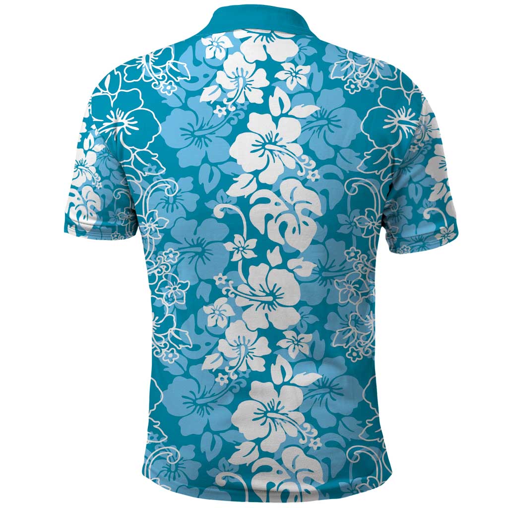 Hawaiian Lei Day Polo Shirt Blue Hibiscus Flowers Lei Art