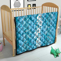 Hawaiian Lei Day Quilt Blue Hibiscus Flowers Lei Art