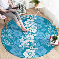 Hawaiian Lei Day Round Carpet Blue Hibiscus Flowers Lei Art LT9 - Polynesian Pride