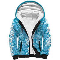 Hawaiian Lei Day Sherpa Hoodie Blue Hibiscus Flowers Lei Art LT9 Unisex Blue - Polynesian Pride