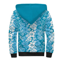 Hawaiian Lei Day Sherpa Hoodie Blue Hibiscus Flowers Lei Art LT9 - Polynesian Pride