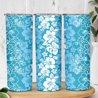Hawaiian Lei Day Skinny Tumbler Blue Hibiscus Flowers Lei Art