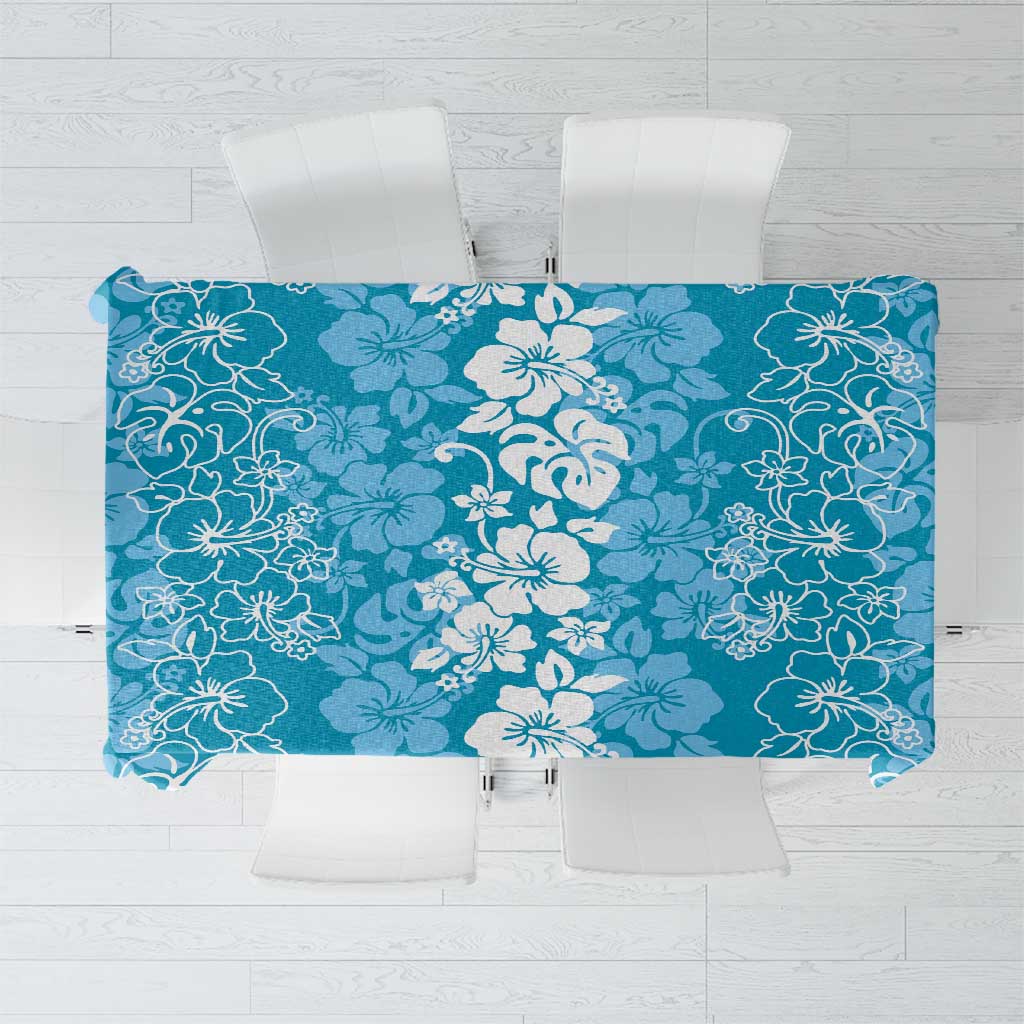 Hawaiian Lei Day Tablecloth Blue Hibiscus Flowers Lei Art LT9 Blue - Polynesian Pride