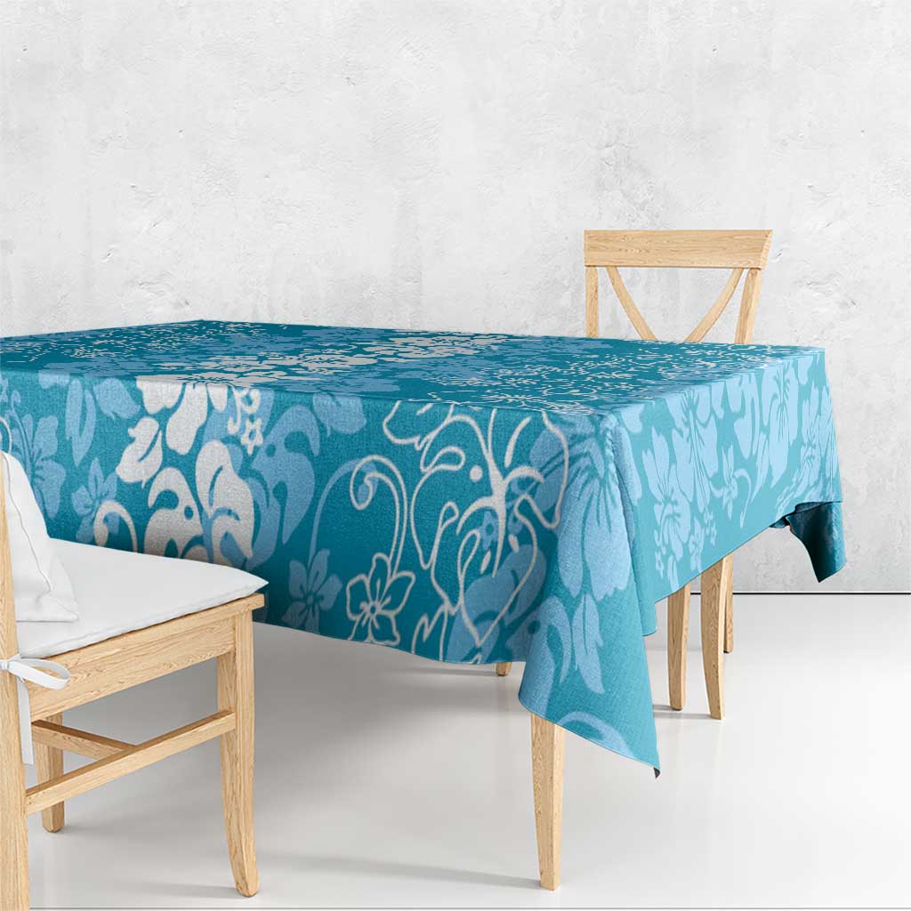 Hawaiian Lei Day Tablecloth Blue Hibiscus Flowers Lei Art LT9 - Polynesian Pride