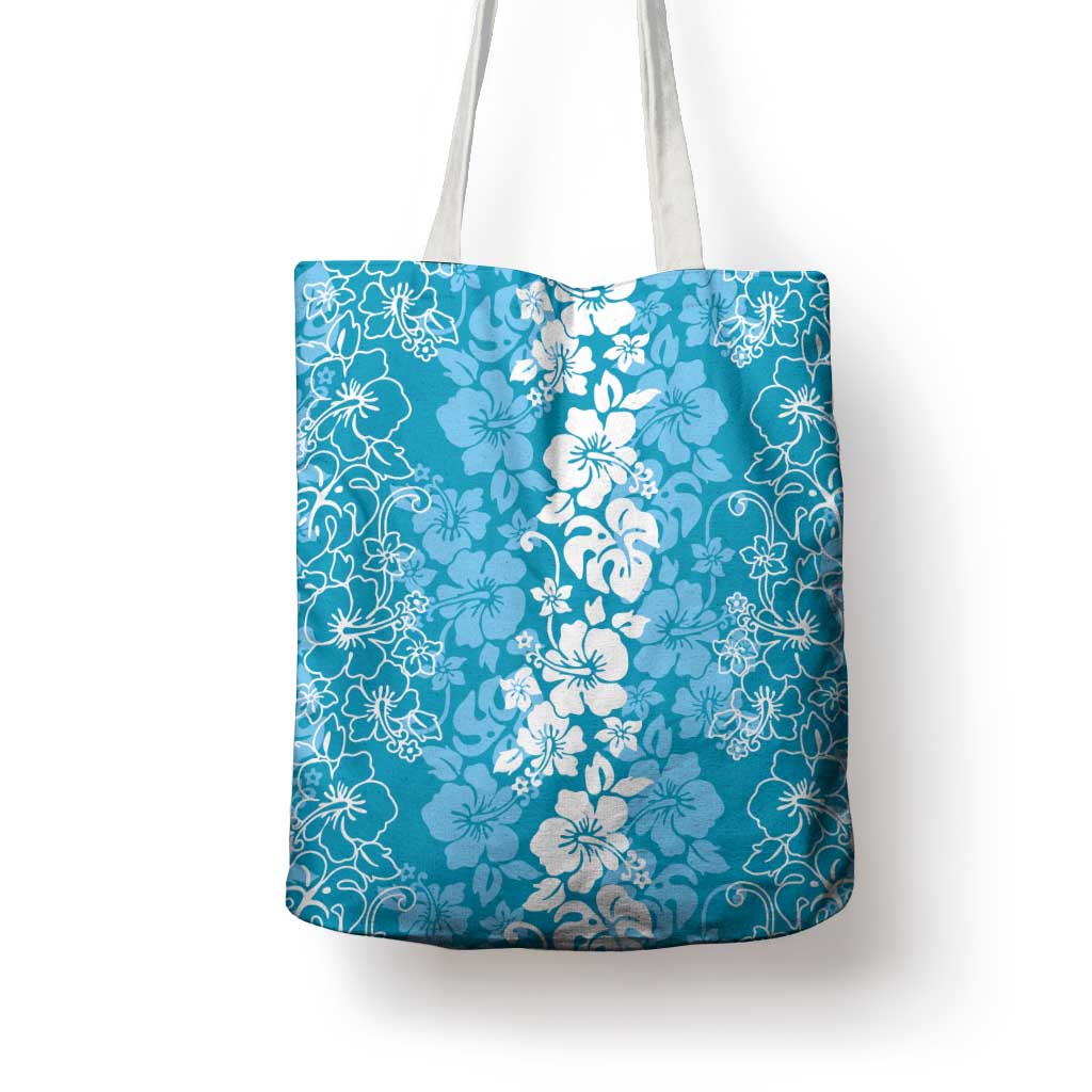 Hawaiian Lei Day Tote Bag Blue Hibiscus Flowers Lei Art - Polynesian Pride