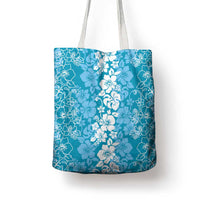 Hawaiian Lei Day Tote Bag Blue Hibiscus Flowers Lei Art - Polynesian Pride