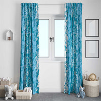 Hawaiian Lei Day Window Curtain Blue Hibiscus Flowers Lei Art