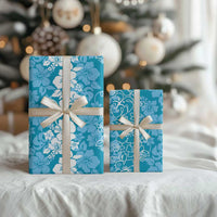 Hawaiian Lei Day Wrapping Paper Blue Hibiscus Flowers Lei Art - Polynesian Pride