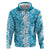 Hawaiian Lei Day Zip Hoodie Blue Hibiscus Flowers Lei Art