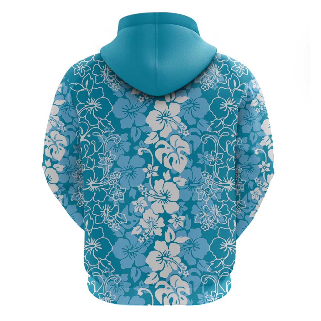 Hawaiian Lei Day Zip Hoodie Blue Hibiscus Flowers Lei Art