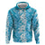 Hawaiian Lei Day Zip Hoodie Blue Hibiscus Flowers Lei Art