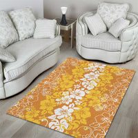 Hawaiian Lei Day Area Rug Gold Hibiscus Flowers Lei Art