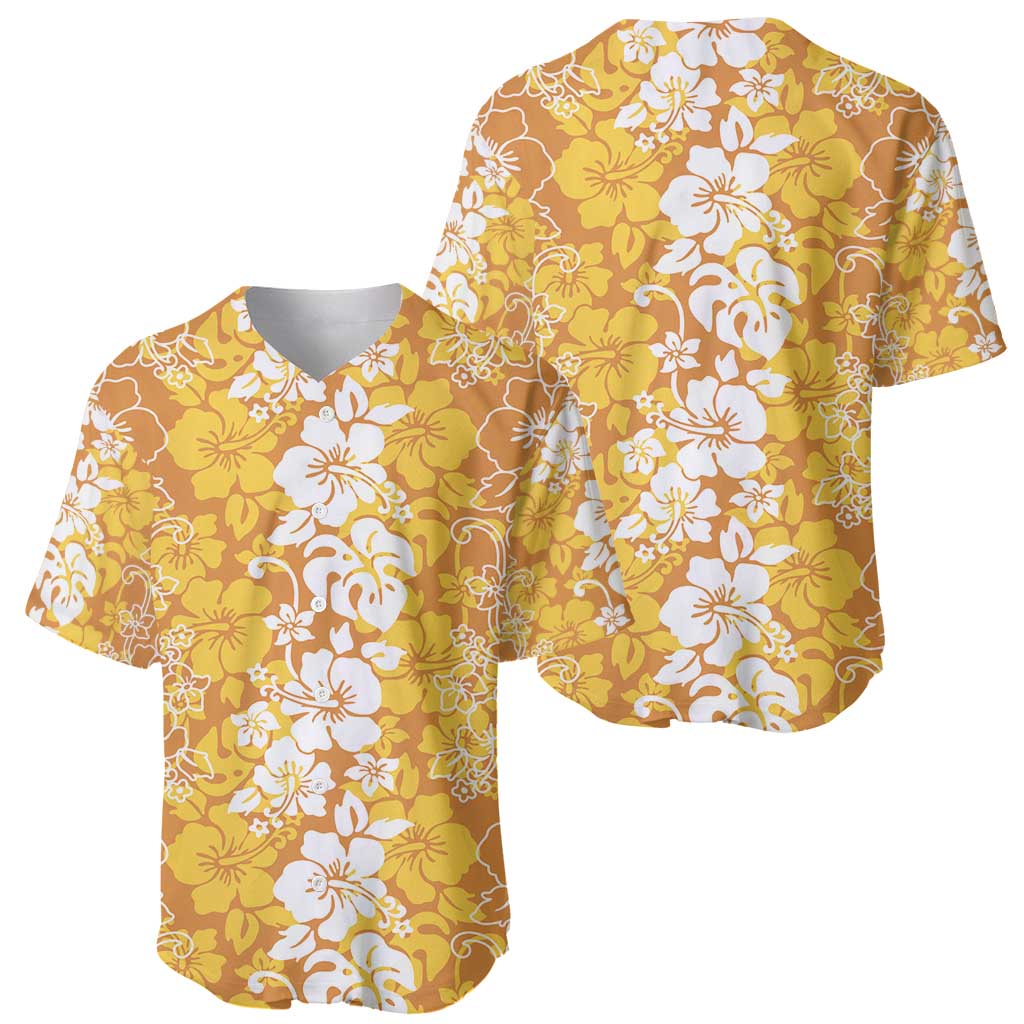 Hawaiian Lei Day Baseball Jersey Gold Hibiscus Flowers Lei Art