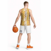 Hawaiian Lei Day Basketball Jersey Gold Hibiscus Flowers Lei Art - Polynesian Pride