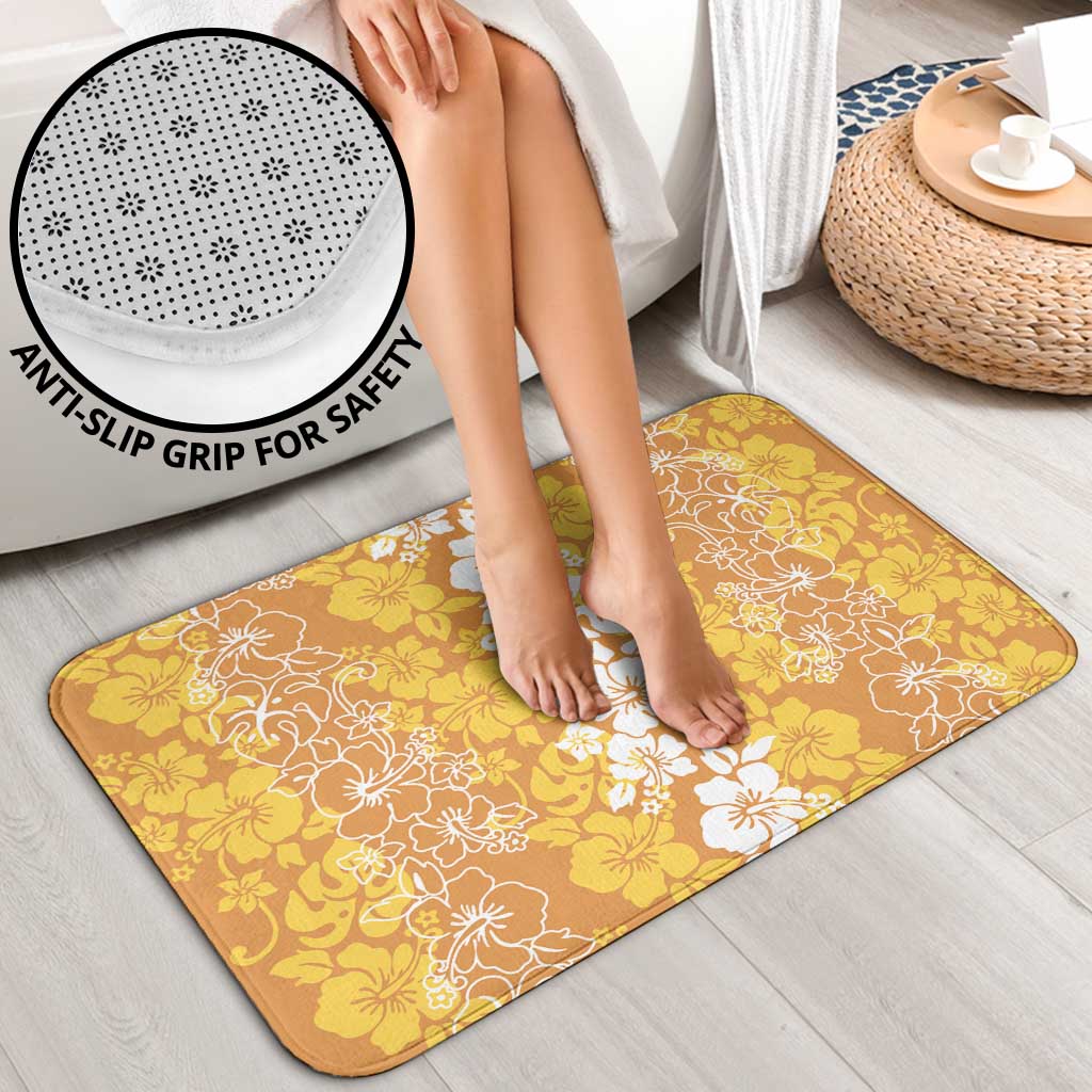 Hawaiian Lei Day Bathroom Set Gold Hibiscus Flowers Lei Art - Polynesian Pride