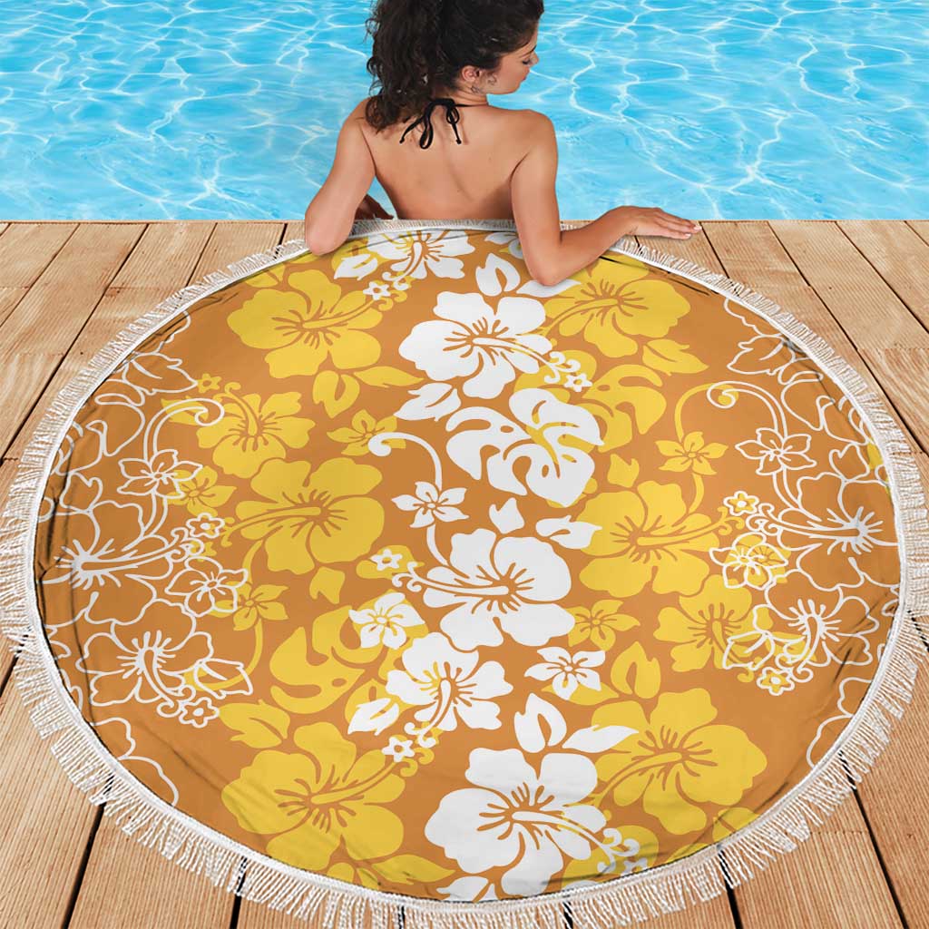 Hawaiian Lei Day Beach Blanket Gold Hibiscus Flowers Lei Art