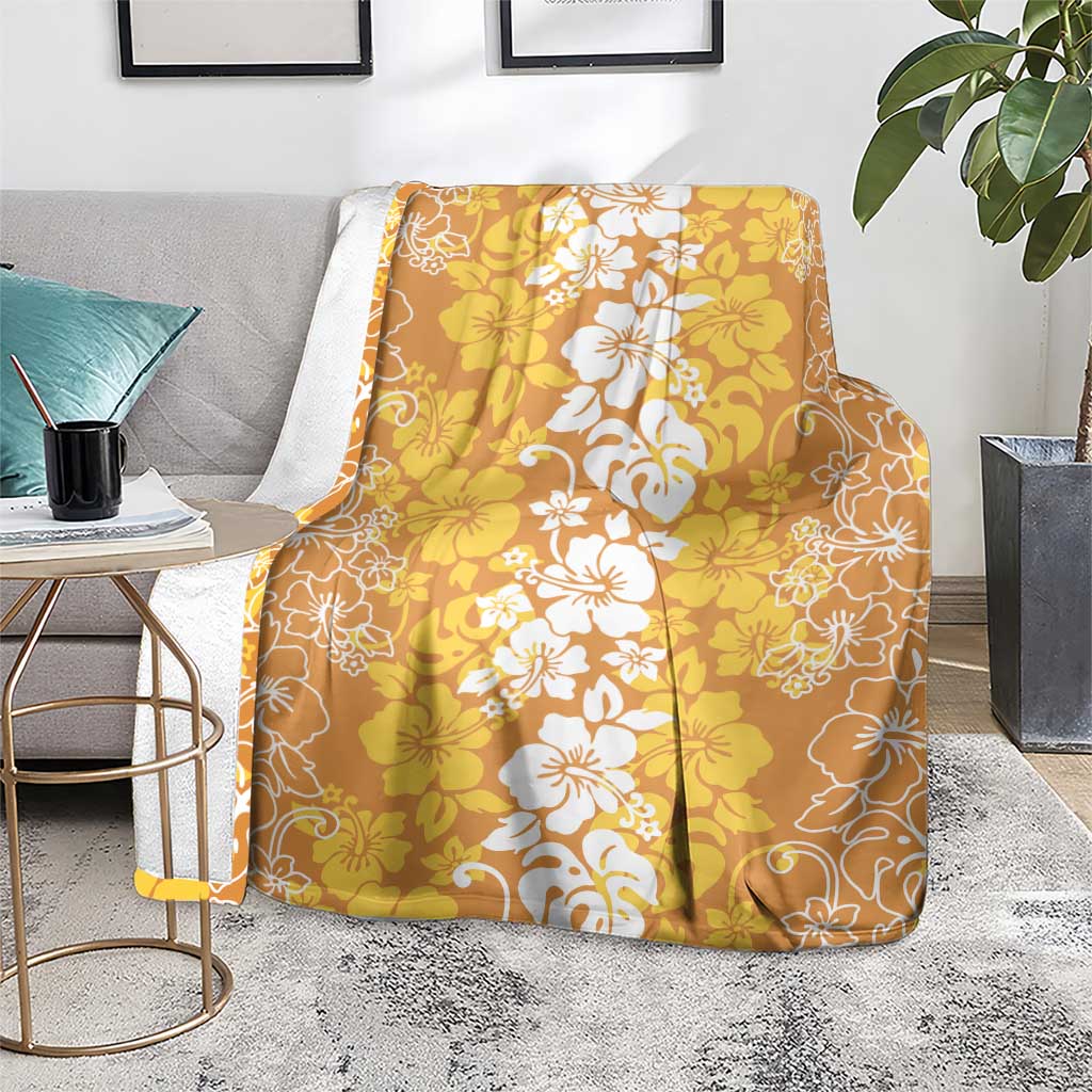 Hawaiian Lei Day Blanket Gold Hibiscus Flowers Lei Art