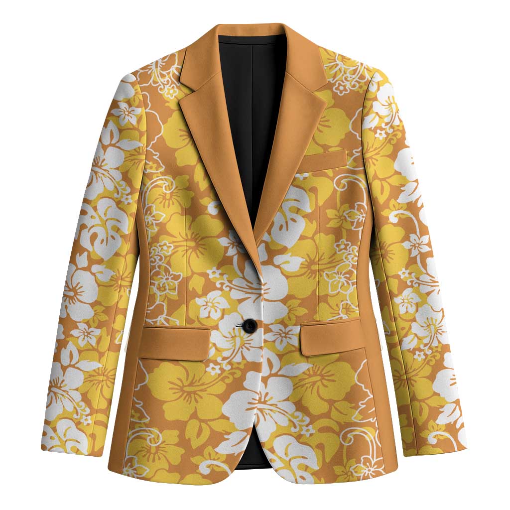 Hawaiian Lei Day Blazer Gold Hibiscus Flowers Lei Art - Polynesian Pride