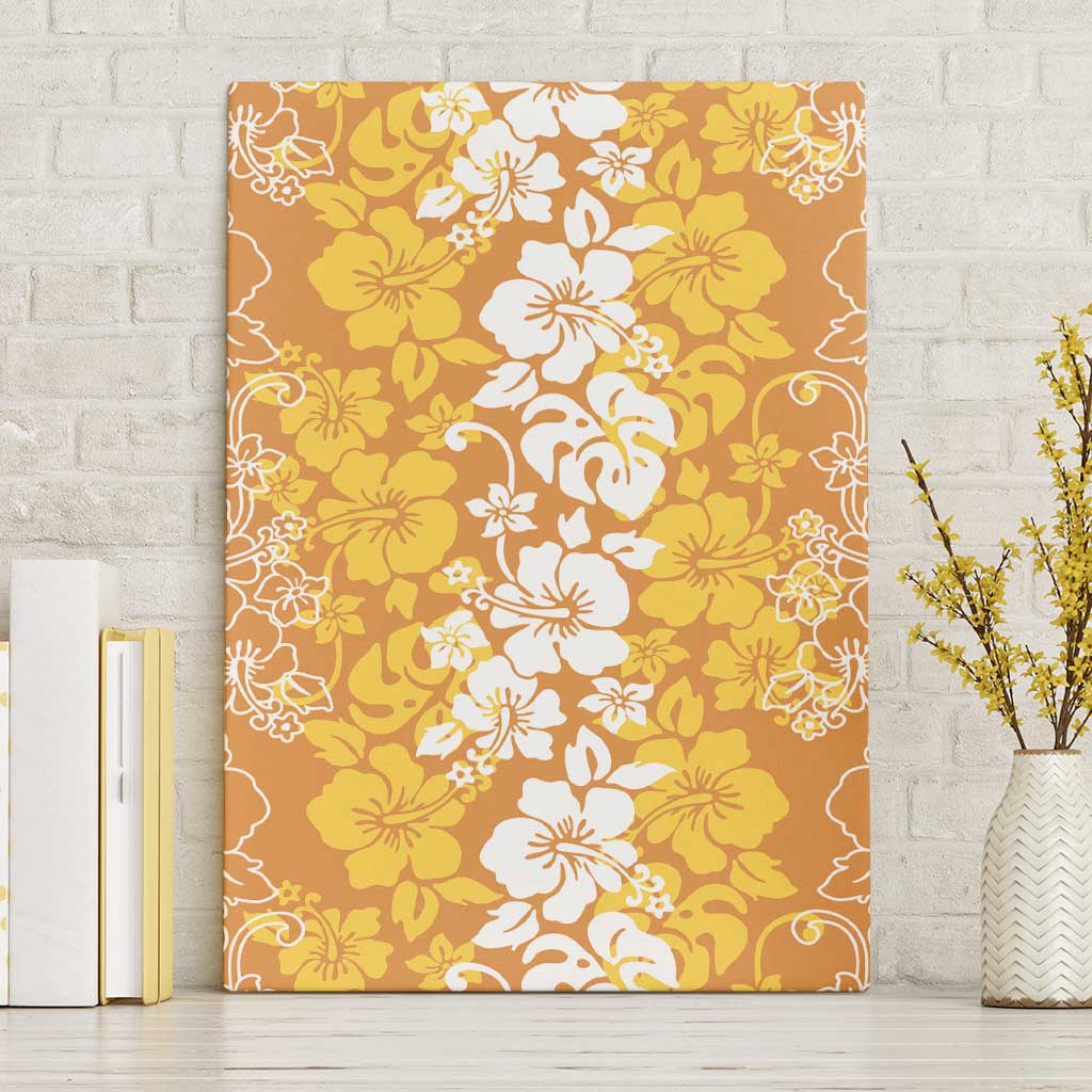 Hawaiian Lei Day Canvas Wall Art Gold Hibiscus Flowers Lei Art