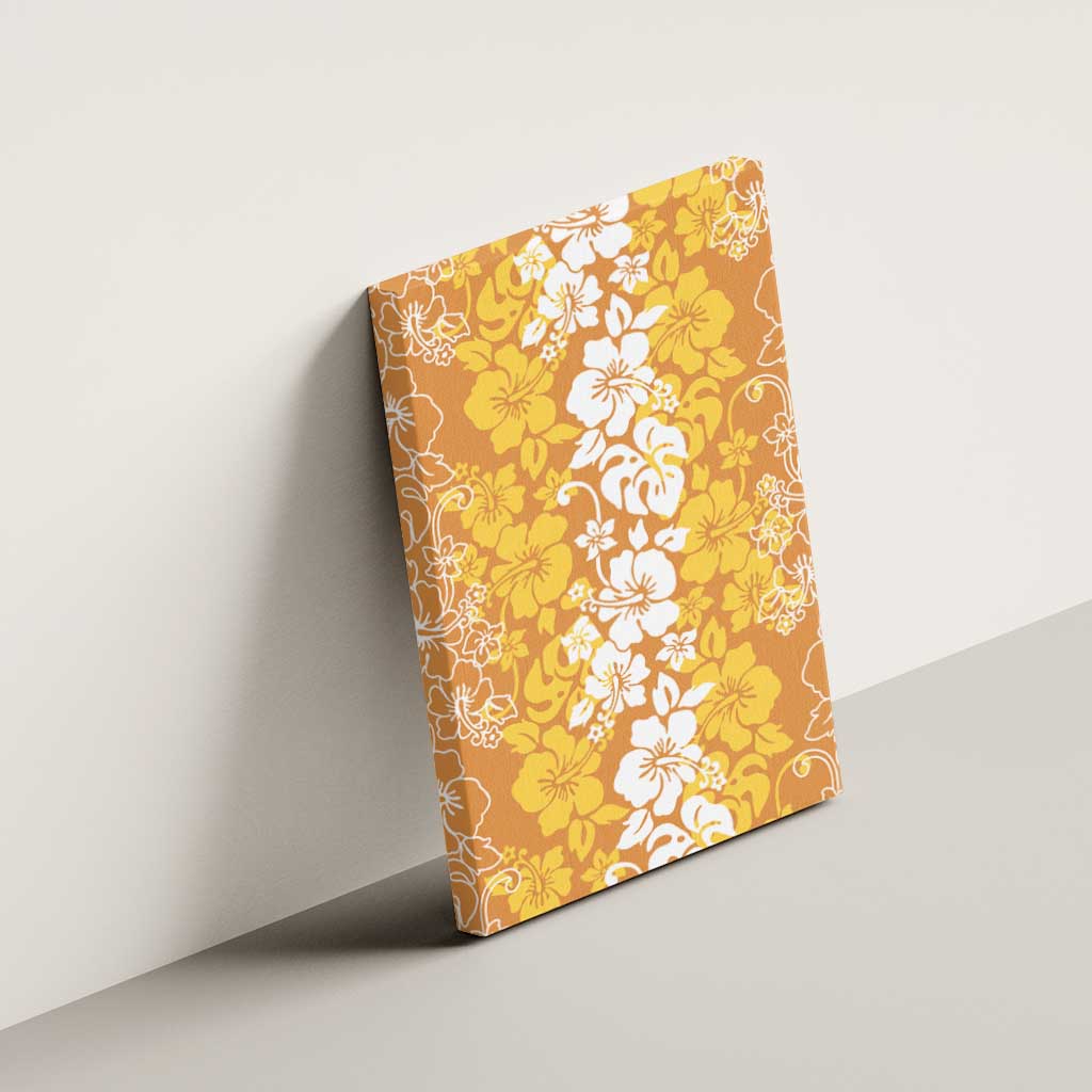 Hawaiian Lei Day Canvas Wall Art Gold Hibiscus Flowers Lei Art