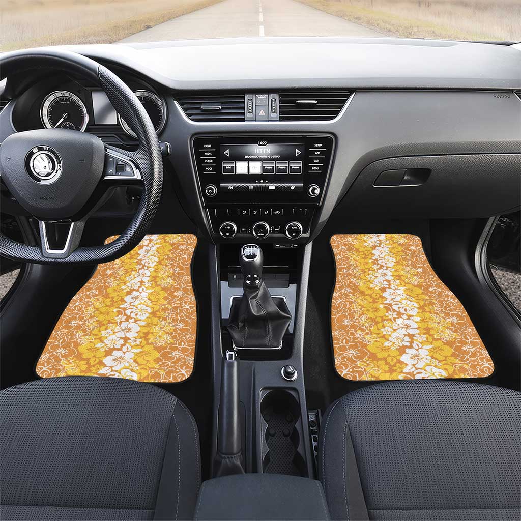 Hawaiian Lei Day Car Mats Gold Hibiscus Flowers Lei Art