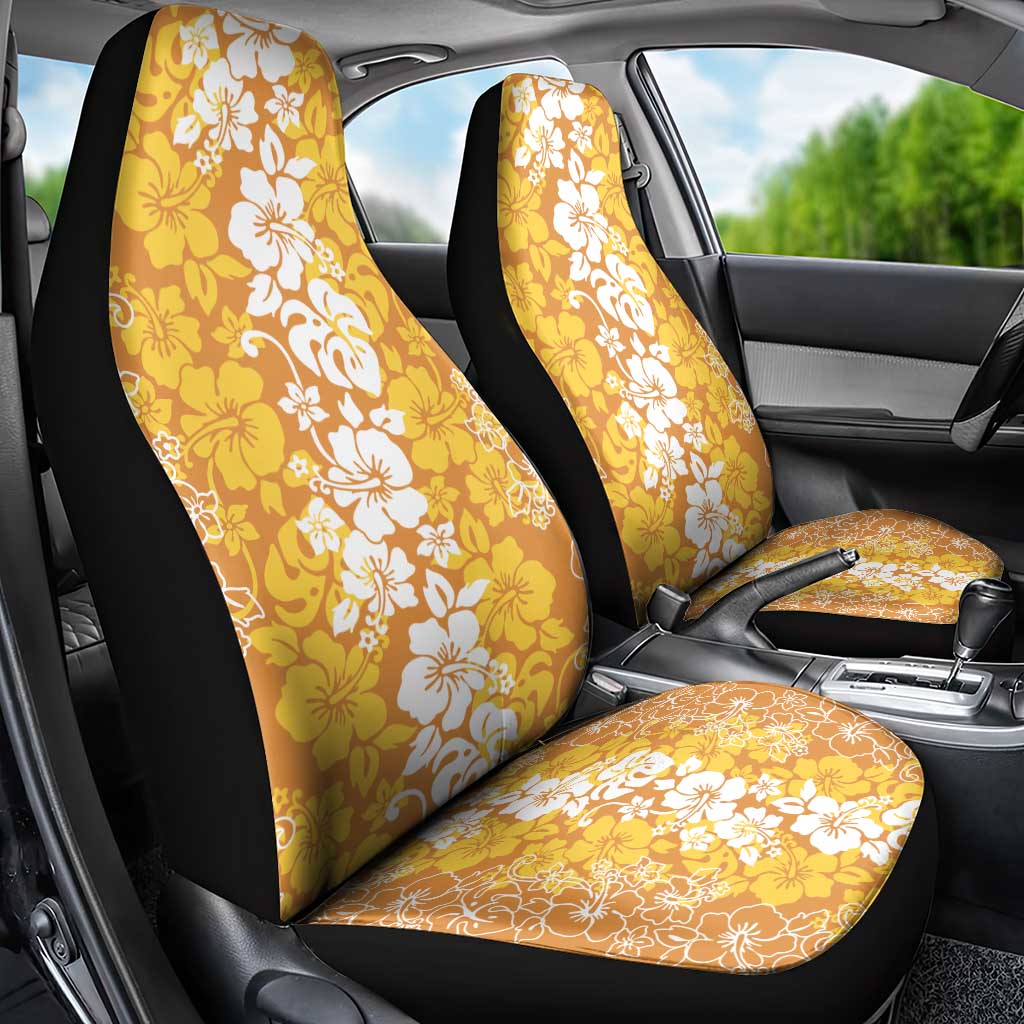 Hawaiian Lei Day Car Seat Cover Gold Hibiscus Flowers Lei Art